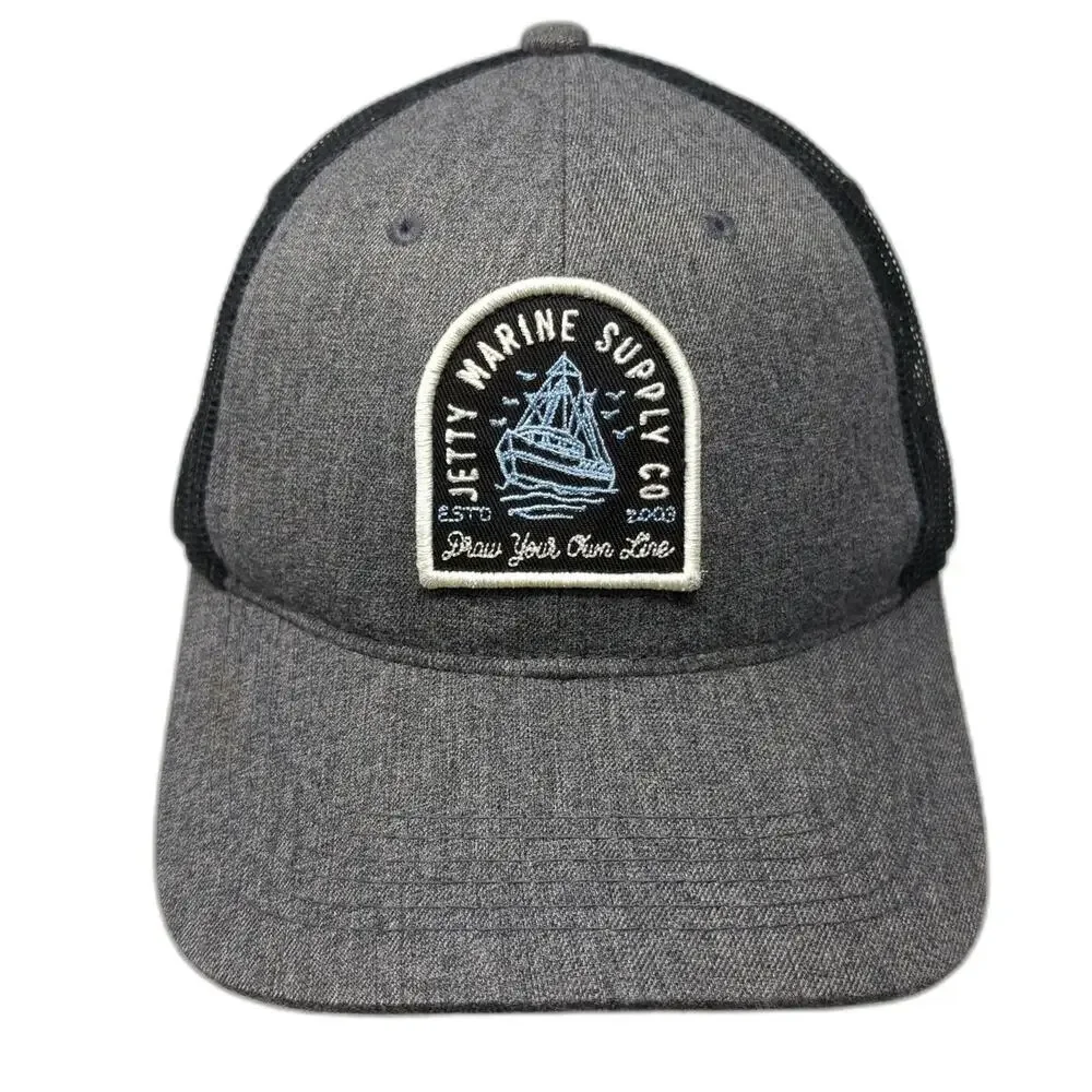 Jetty Trucker Hat Gray One Size Boat Patch Marine Supply Co Snapback Mesh